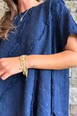 Lalli Damask Asymmetric Panel Top Navy